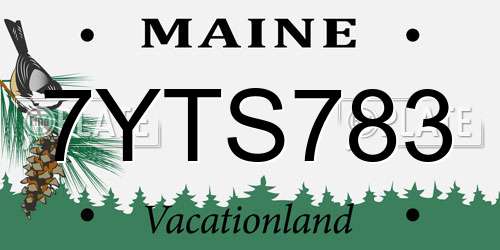 7YTS783 Maine License Plate