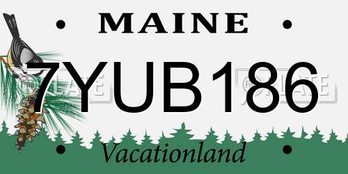 7YUB186 Maine License Plate