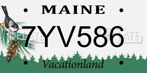 7YV586 Maine License Plate