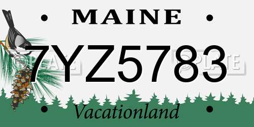 7YZ5783 Maine License Plate