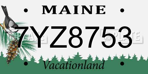 7YZ8753 Maine License Plate