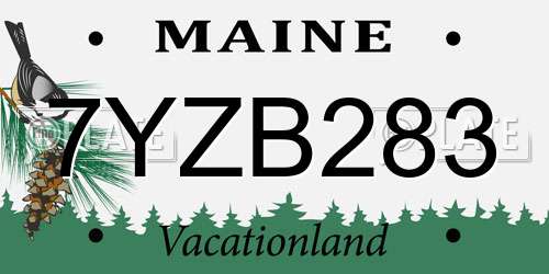 7YZB283 Maine License Plate