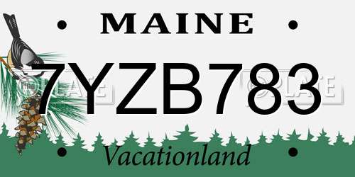 7YZB783 Maine License Plate