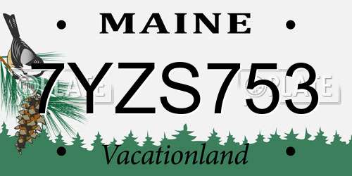 7YZS753 Maine License Plate