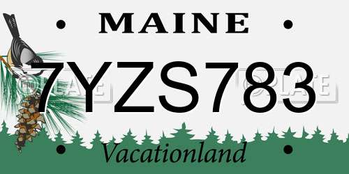 7YZS783 Maine License Plate