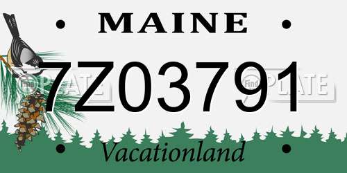 7Z03791 Maine License Plate