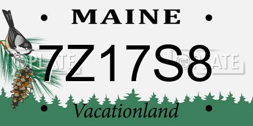 7Z17S8 Maine License Plate