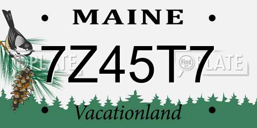 7Z45T7 Maine License Plate