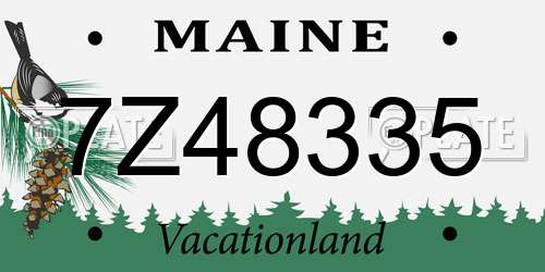 7Z48335 Maine License Plate