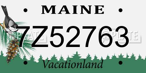 7Z52763 Maine License Plate