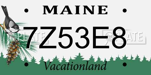 7Z53E8 Maine License Plate