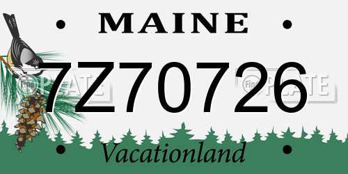 7Z70726 Maine License Plate