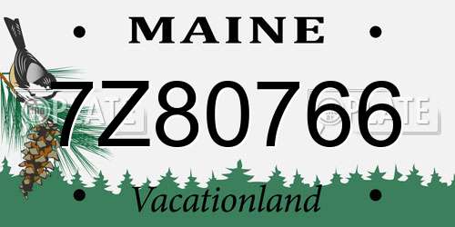 7Z80766 Maine License Plate