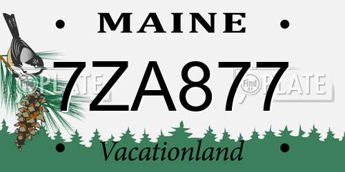 7ZA877 Maine License Plate