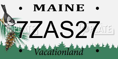 7ZAS27 Maine License Plate