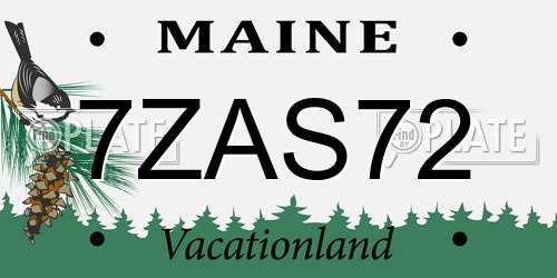 7ZAS72 Maine License Plate