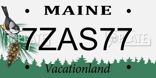 7ZAS77 Maine License Plate