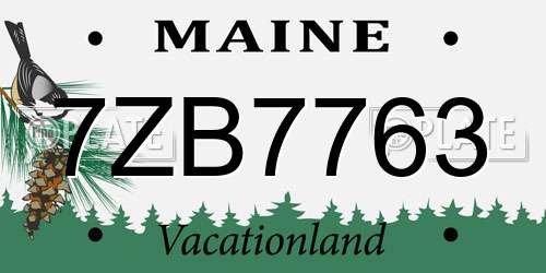 7ZB7763 Maine License Plate