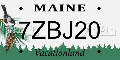 7ZBJ20 Maine License Plate