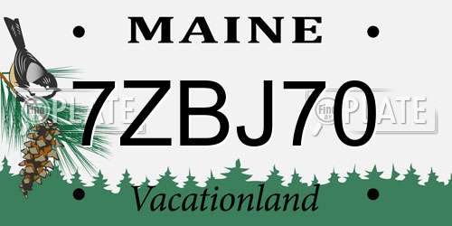 7ZBJ70 Maine License Plate
