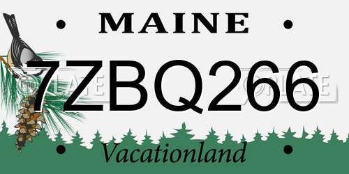 7ZBQ266 Maine License Plate