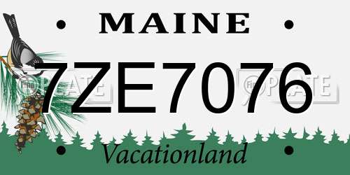 7ZE7076 Maine License Plate