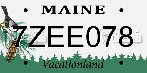 7ZEE078 Maine License Plate