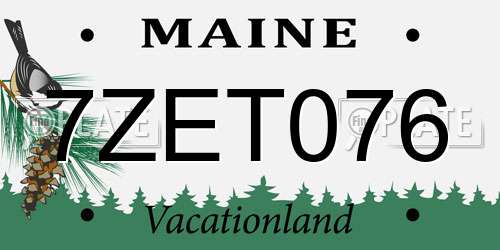 7ZET076 Maine License Plate