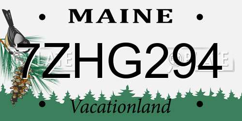 7ZHG294 Maine License Plate