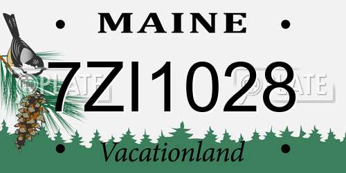 7ZI1028 Maine License Plate