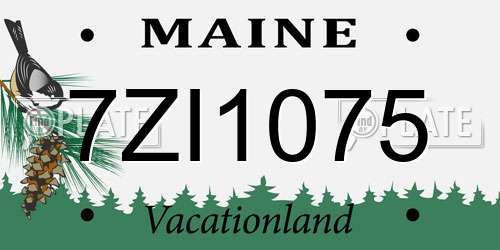 7ZI1075 Maine License Plate