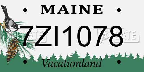 7ZI1078 Maine License Plate
