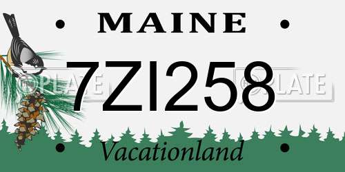 7ZI258 Maine License Plate