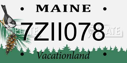 7ZII078 Maine License Plate