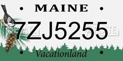 7ZJ5255 Maine License Plate