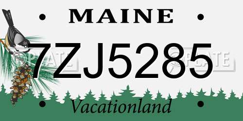 7ZJ5285 Maine License Plate