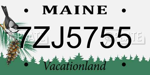 7ZJ5755 Maine License Plate