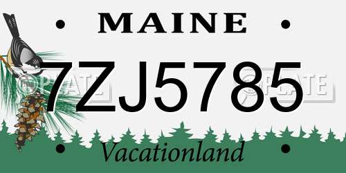 7ZJ5785 Maine License Plate
