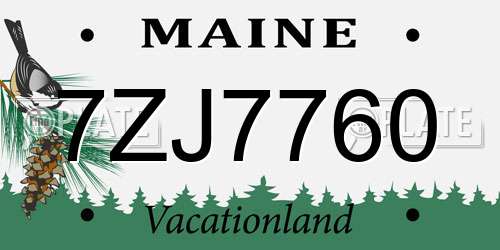 7ZJ7760 Maine License Plate