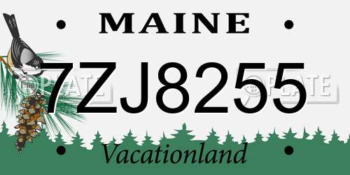 7ZJ8255 Maine License Plate