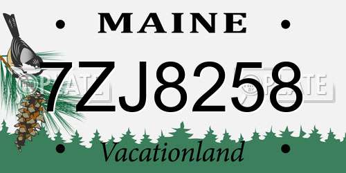 7ZJ8258 Maine License Plate