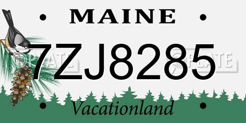 7ZJ8285 Maine License Plate