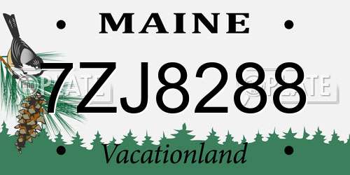 7ZJ8288 Maine License Plate