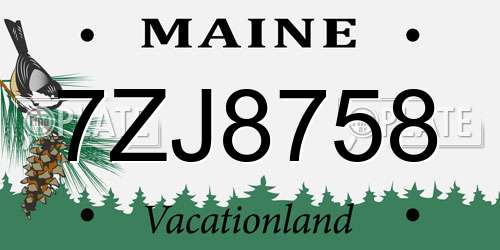 7ZJ8758 Maine License Plate