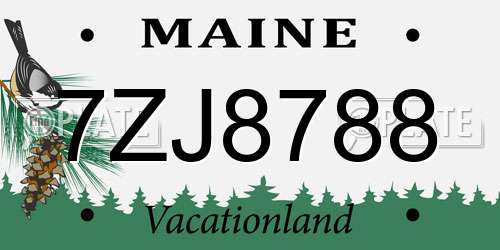 7ZJ8788 Maine License Plate