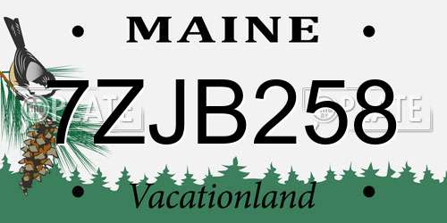 7ZJB258 Maine License Plate