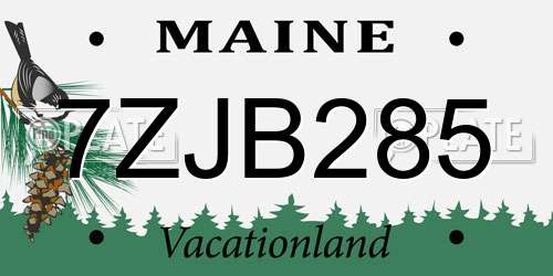 7ZJB285 Maine License Plate