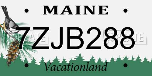 7ZJB288 Maine License Plate
