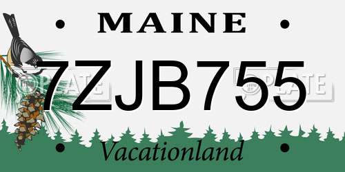 7ZJB755 Maine License Plate