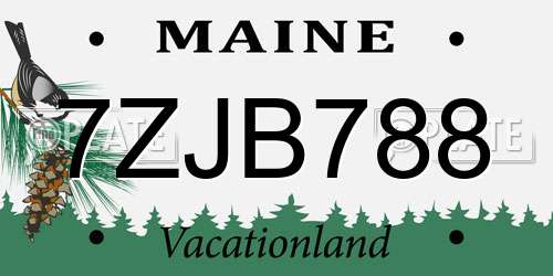 7ZJB788 Maine License Plate